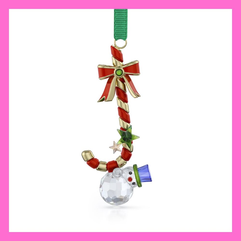 Swarovski Crystal Holiday Ornament Dulcis Candycane Snowman 2024 5684303 Enamel
